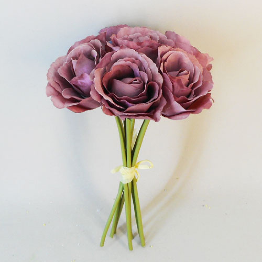 Artificial Roses Bunch Dusky Pink 26cm Artificial Flowers